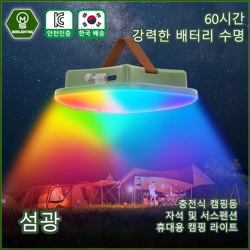 MOSLIGHTING USB 충전식 LED 캠핑 조명, 강력한 자석 줌, 휴대용 토치, 텐트 랜턴, 작업 유지 보수 조명 휴대용 횃불 야외 조명 등산등 고급 품질 80W USB Type-c LED는 4가지 모드에서 조명 밝기를 자유롭게 조절하면서 조명 모드 색상을