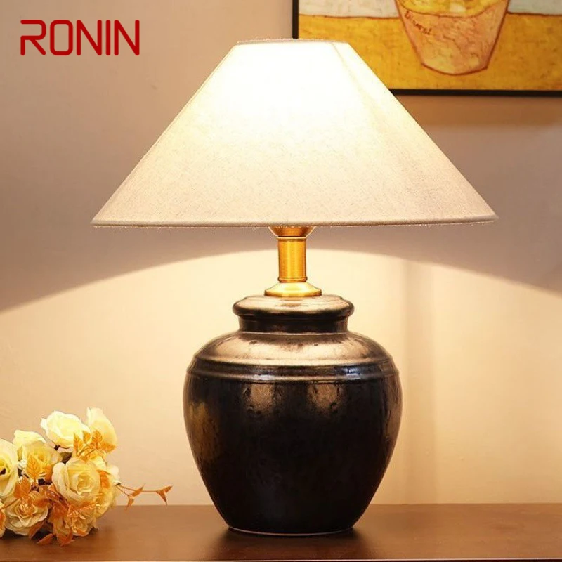 RONIN-Candeeiro de Mesa Cerâmica Nórdico, Luz de Mesa LED, Arte Moderna, Sala, Quarto, Estudo, Villa, Original