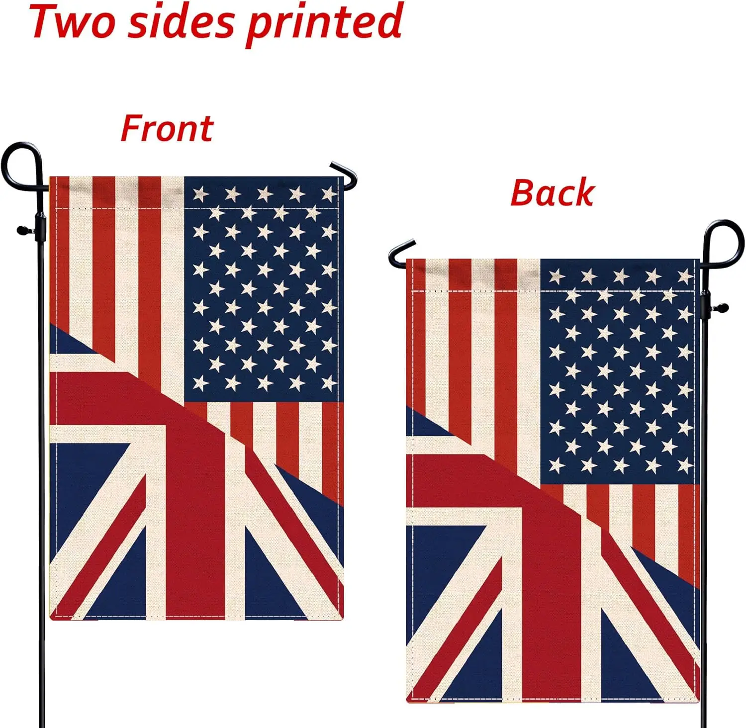 British USA Friendship Garden Flag,12x18 in Heavy Duty Great Britain UK America US Outdoor Banner for Patio Yard with Double Sid