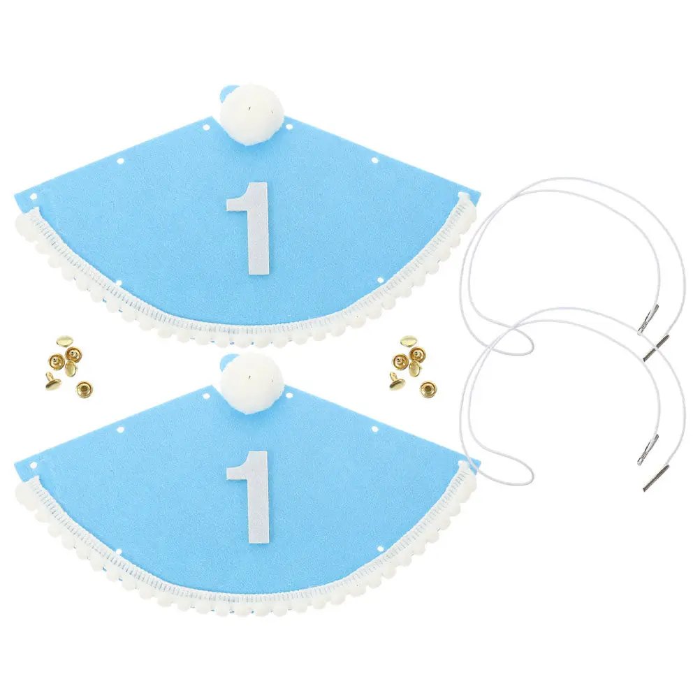 

2Pcs Hat First Birthday Crown Felt Soft Design for 1 Year Old Toddler Photo Shoot Birthday Celebration Accessory
