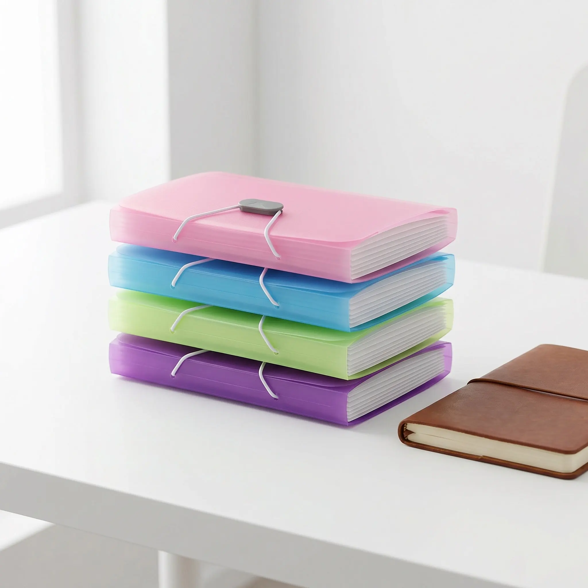 4Pcs File Organizer Receipt Holder Multi-Layer Expanding Accordion Portable Document Storage Folder for Office Home School