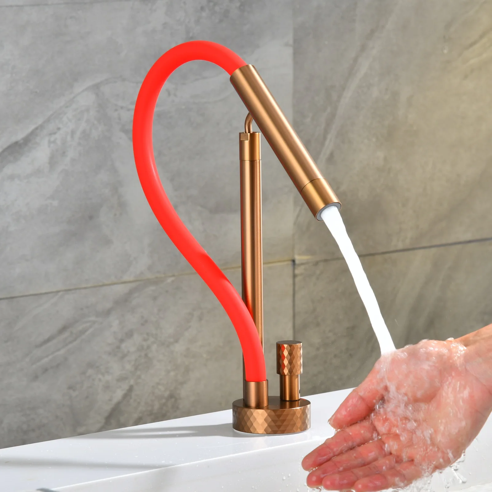 Brass Gold Basin Faucet Cold Hot Water Rotating Bathroom Sink Tap