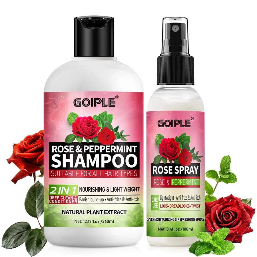 Rose Peppermint Shampoo or Rose Hair Care Spray Moisturizing and Nourishing Conditioning Hair Products Christmas Gifts for Women
