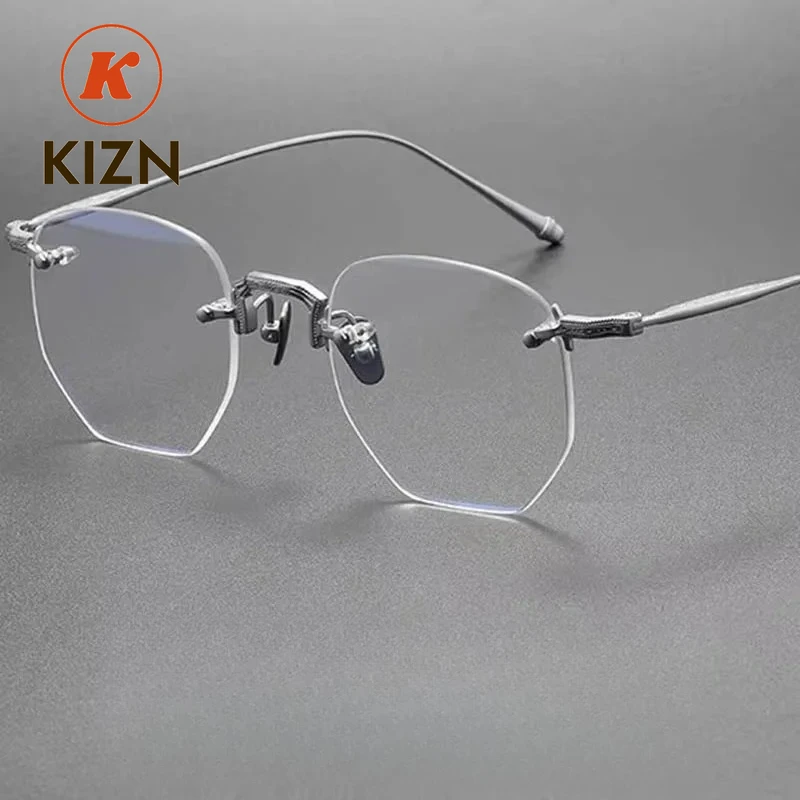 

KIZN Титановая оправа для очков без оправы для мужчин и женщин, близорукость, оптическая оправа для очков по рецепту, брендовые дизайнерские очки M3104