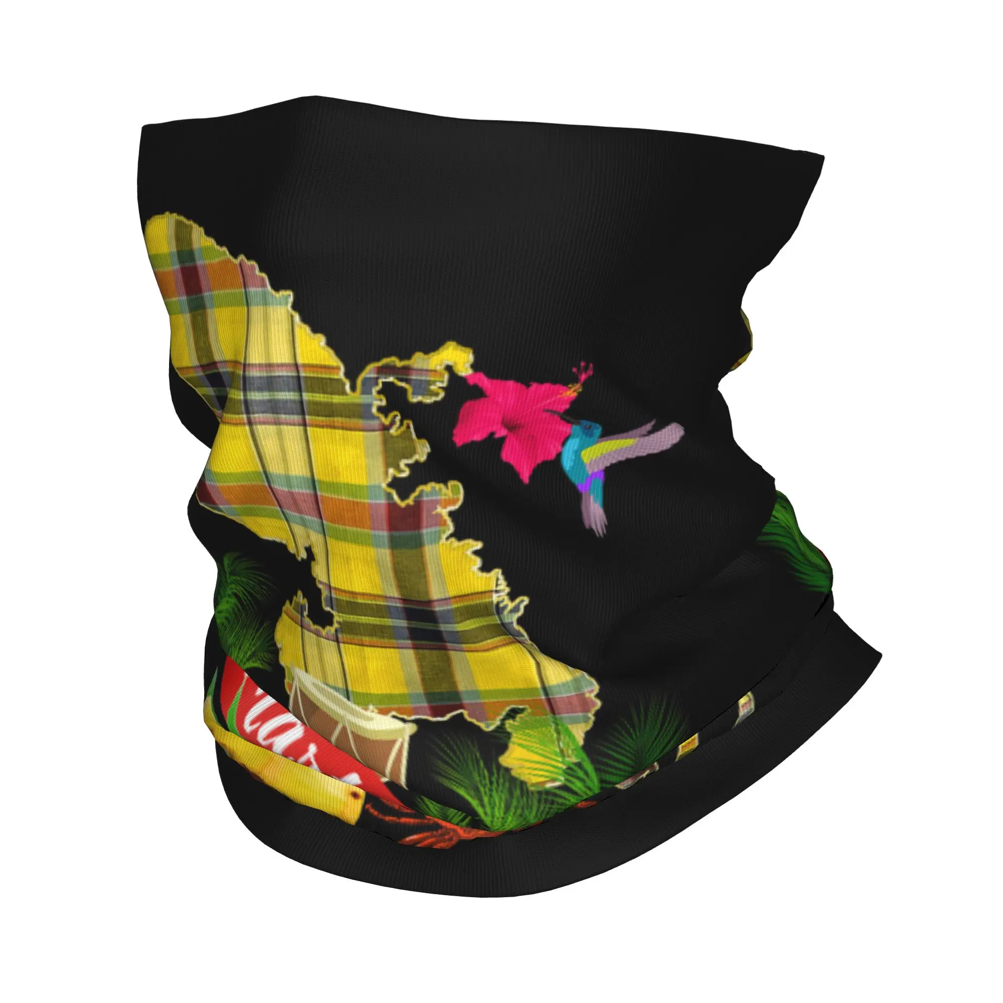 Martinique 972 Colibri Hibiscus Madras Bandana, cubrecuello, pasamontañas, máscara, bufanda, diadema estampada de Francia, para correr, unisex, para adultos