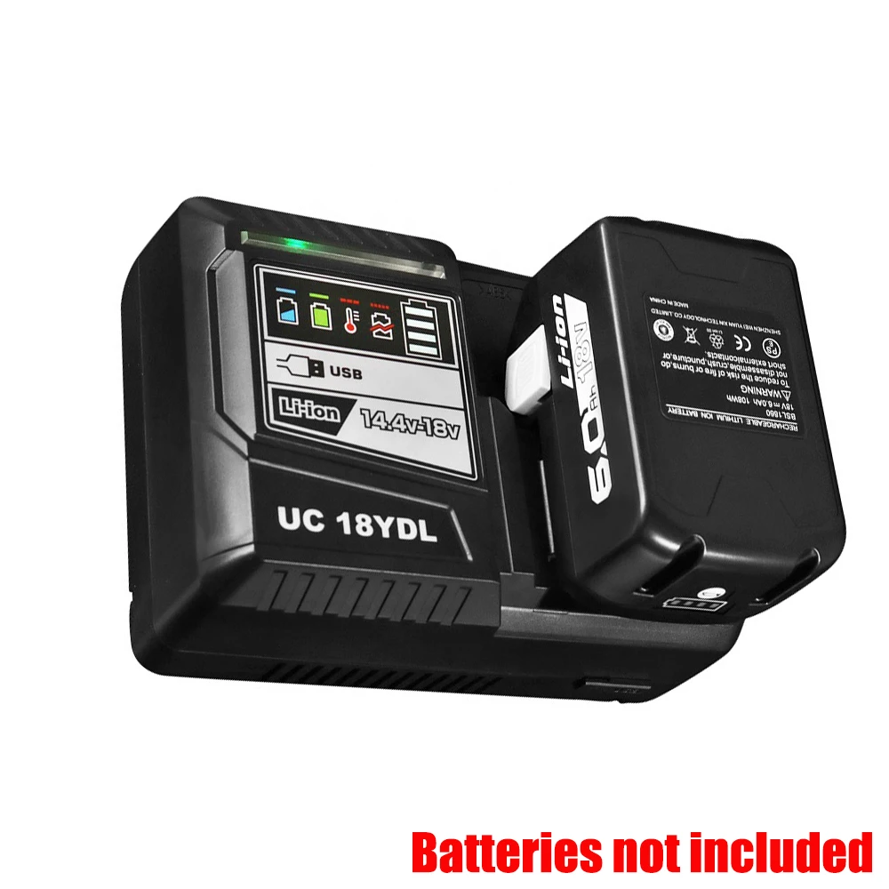 

Portable Lithium Battery Charging Station Compatible with For Hitachi 14.4V-18V Lithium Batteries Rapid Charger with USB Port