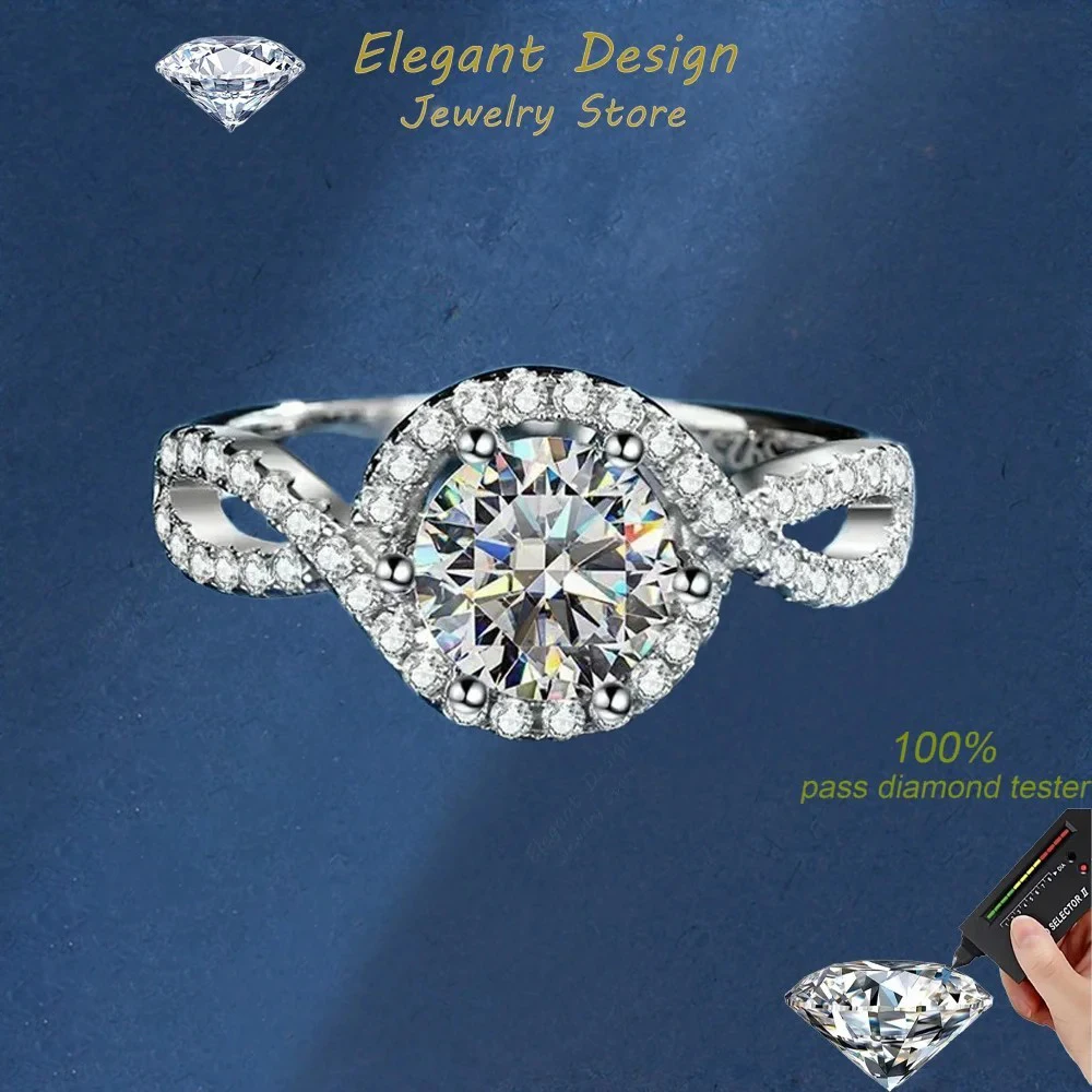 

Elegant Design 0.5/1CT Moissanite Diamond Classic Proposal Ring, 18K White Gold ring Ins Lady Style Best Anniversary for Women