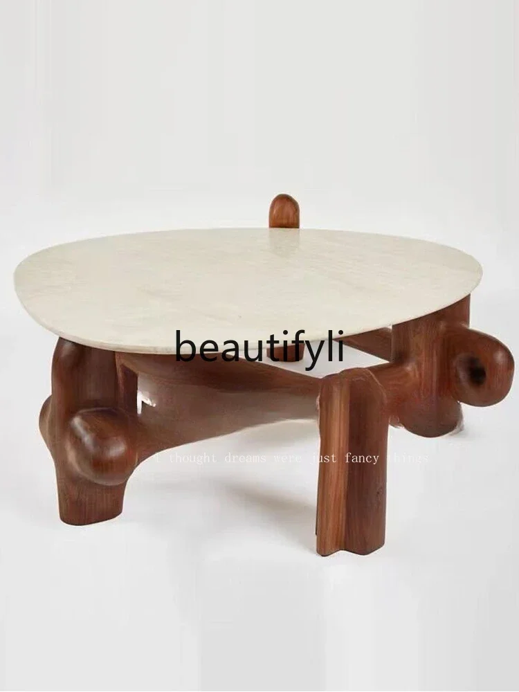 

Qijinfeng log medieval solid wood coffee table household special-shaped retro designer cave stone coffee table