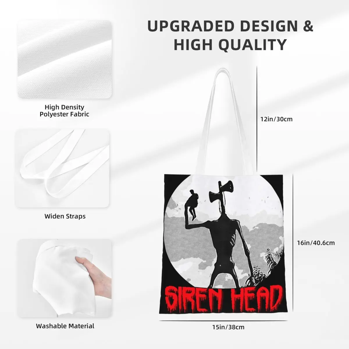 Siren Head 1 Shopping Bags Ladies Canvas The Tote Bag Reusable Ladies Shoulder Tote Travel Handbag