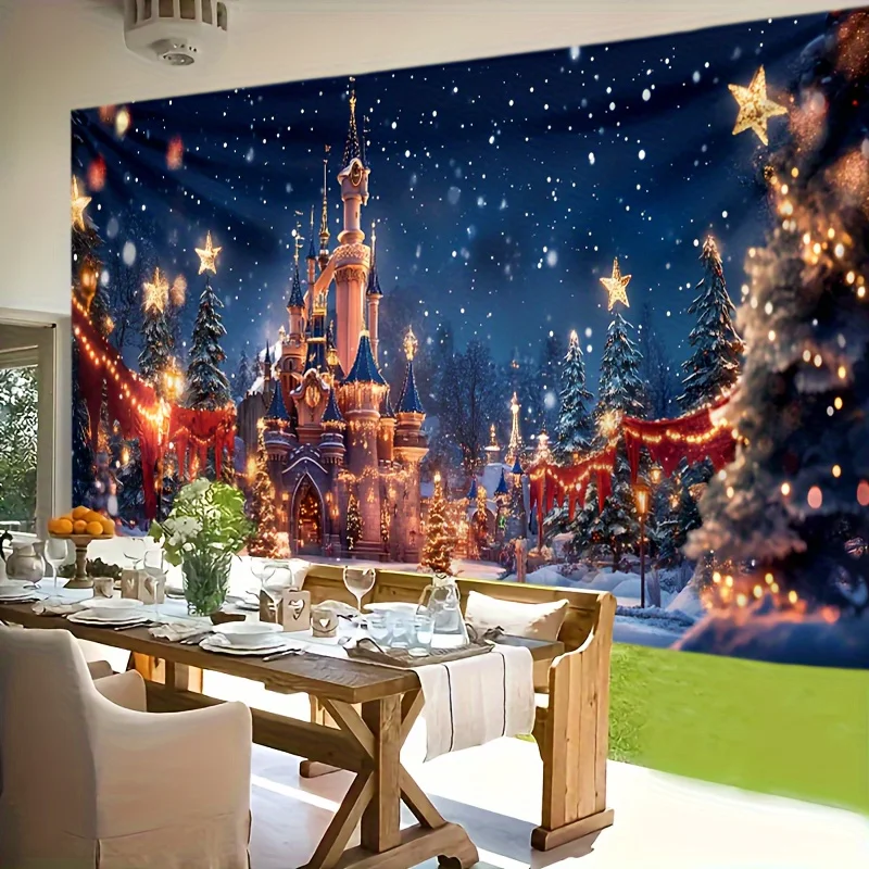 VIKAMA Märchen Weihnachten Wandteppich Weihnachtsmann Weihnachtsbaum Dekoration Schlafzimmer Wohnzimmer Schlafsaal Party Dekoration
