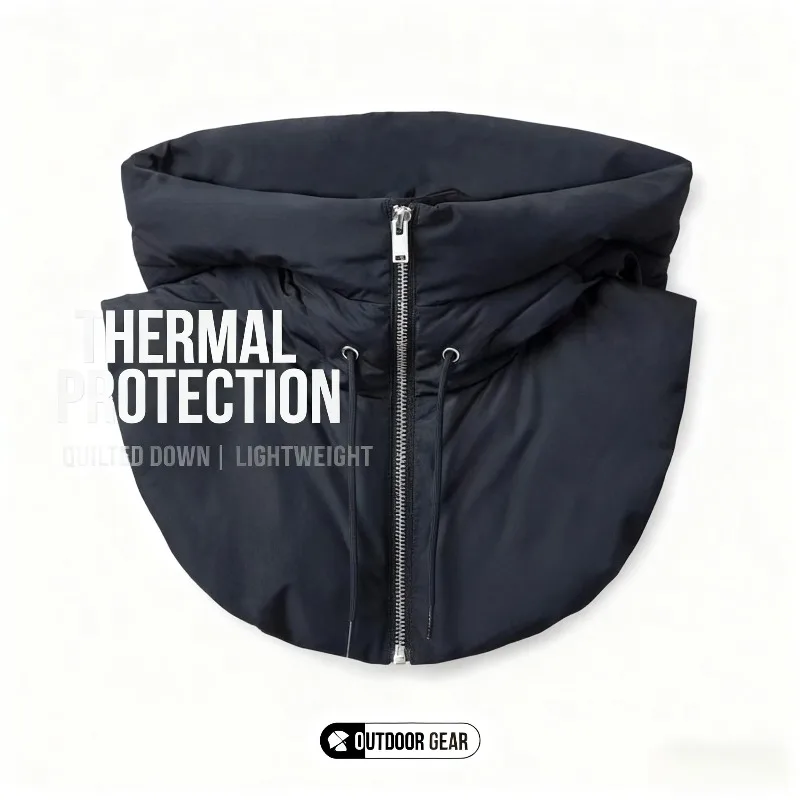 Down-Filled Cotton Winter Hat for Warmth Pair with Coats Detachable Collar Hat Thickened Windproof Outdoor Cycling Unisex