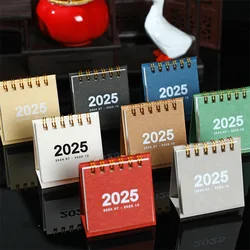 2024-2025 Retro Simple Solid Color Desk Calendar Desktop Paper Mini Stand Calendar Daily Table Planner Yearly Agenda Organizer