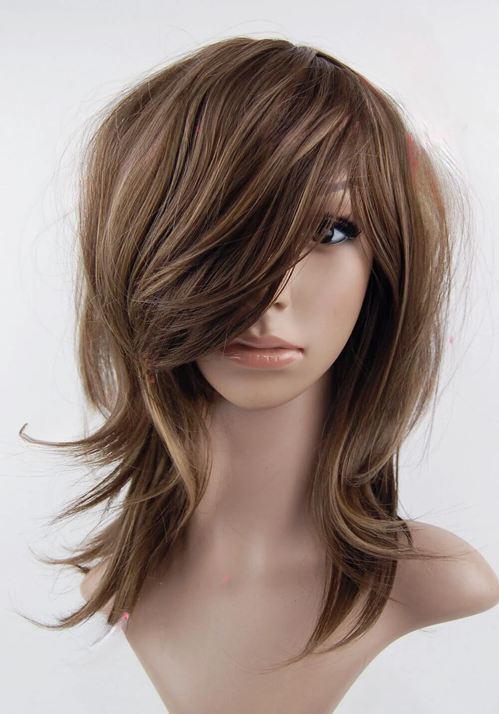 

Brown with Blonde Highlights Mid Length Sythetic Straight Wig