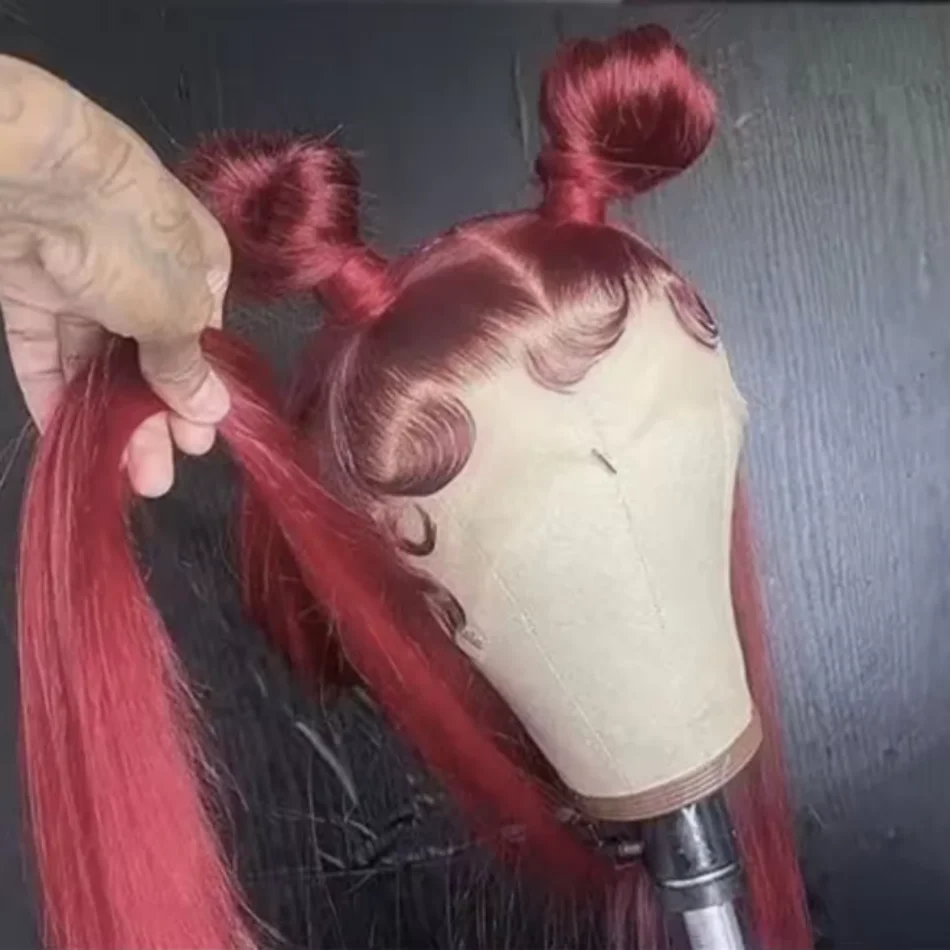 

99J Цветные парики из натуральных волос на кружеве, супер двойные утопленные, прямые, бордовые, 13x6 Hd, кружевной фронтальный парик, бесклеевые парики, человеческие волосы