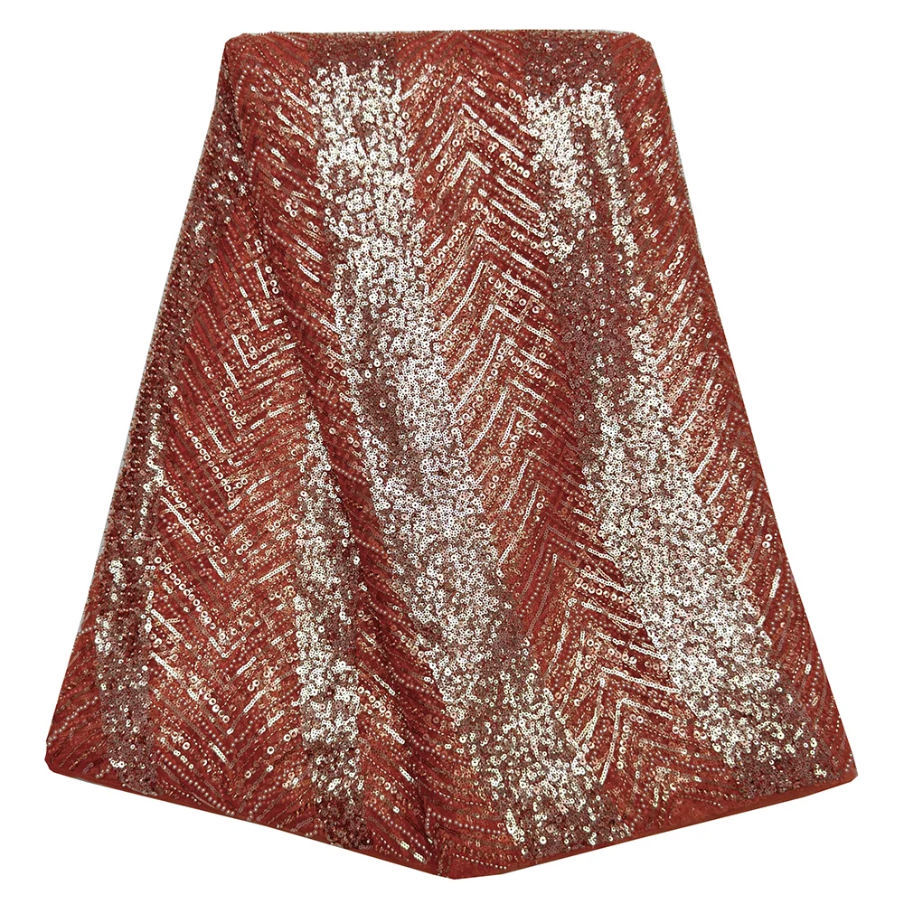 African Newest Sequins Beaded Lace Fabric High Quality Nigerian French Tulle Material For Wedding Dress Fashion Beads Lace
