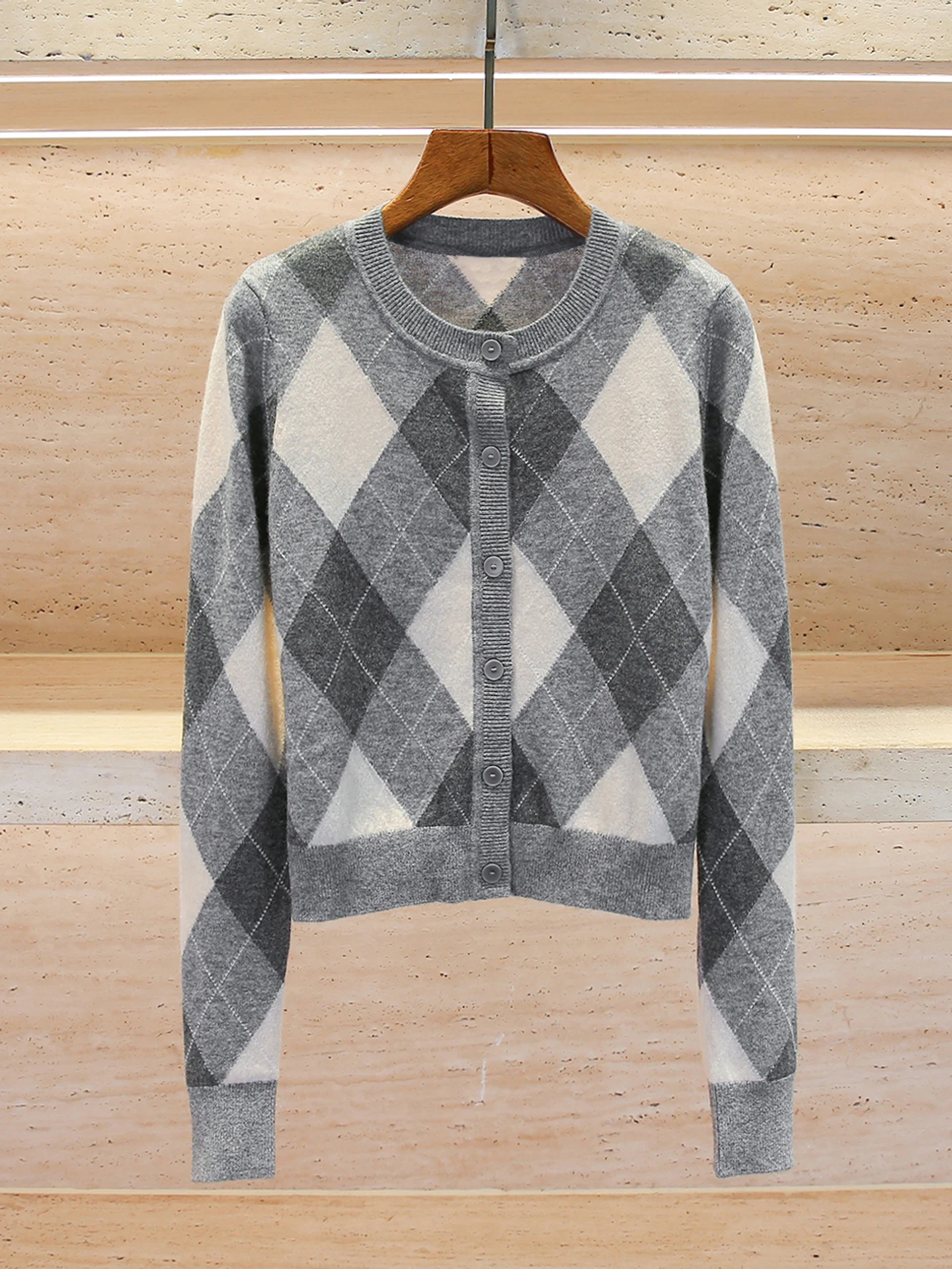 S Home South Oil haut de gamme femmes décontracté polyvalent tricoté pull manteau diamant motif Long Sve rond Ne ort Sle