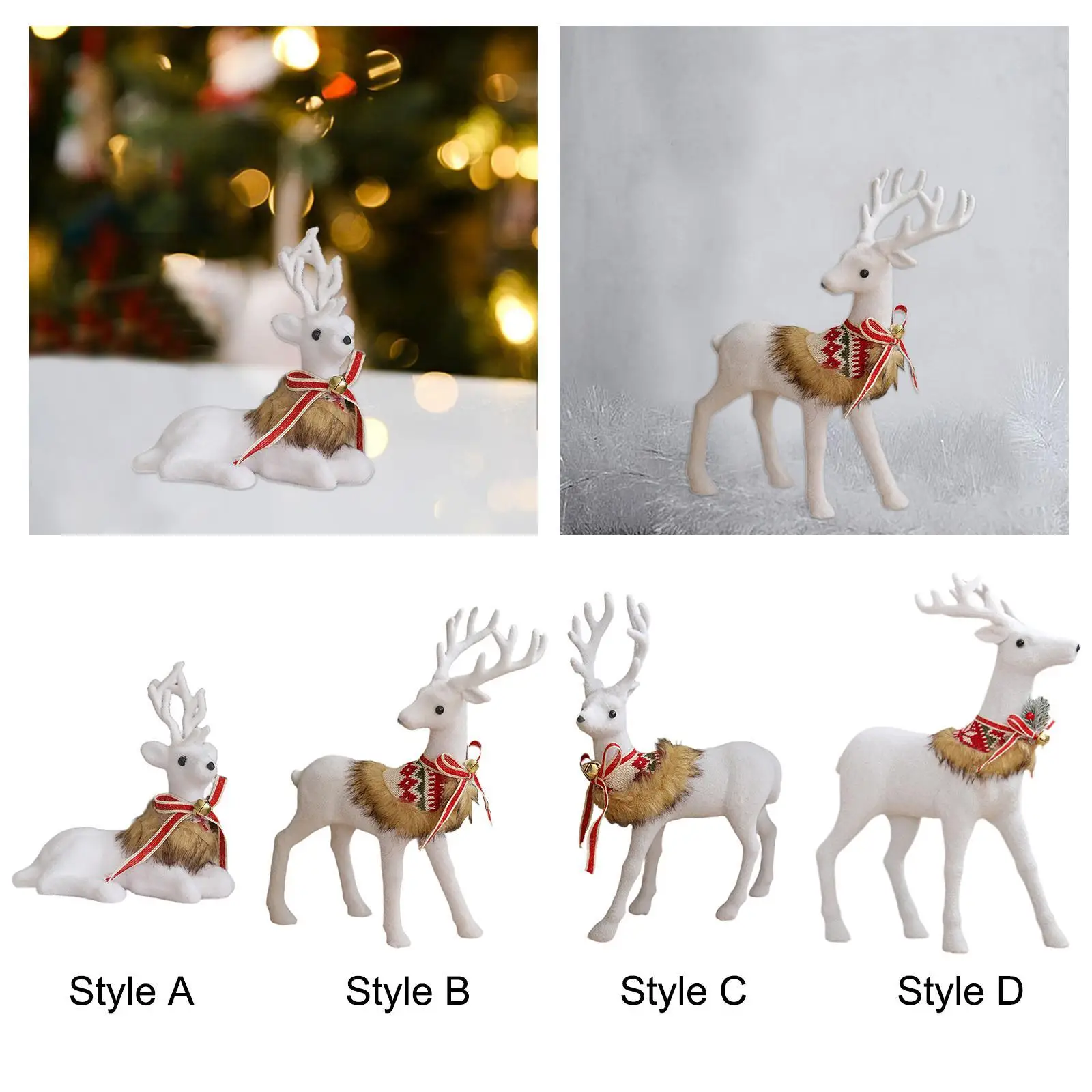 Christmas Elk Statue Gift Xmas Deer Sculpture for Office Winter Fireplace