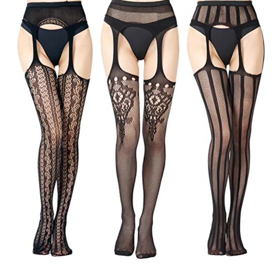 

EVERSWE High Waist Fishnet Tights, Thigh High Suspender Stockings