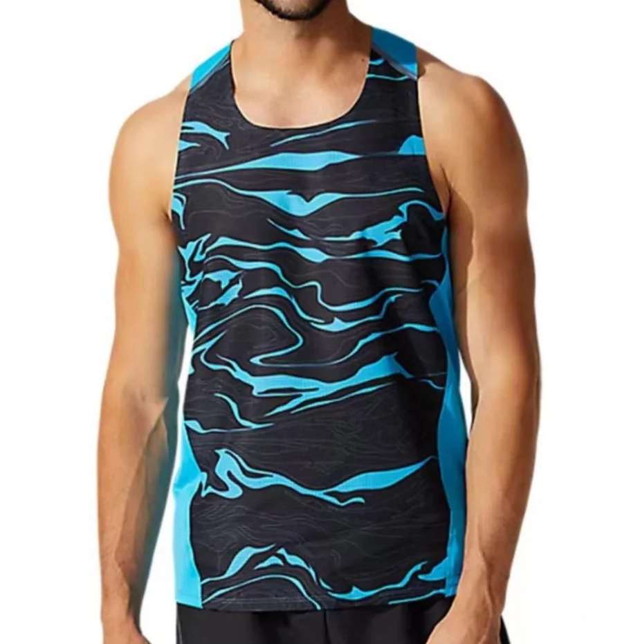 

Men's Running Singlet Top Sleeveless Singlet Elastic Sport Running Fitness T-shirt Quick Drying vest male Loose Casual Clothing