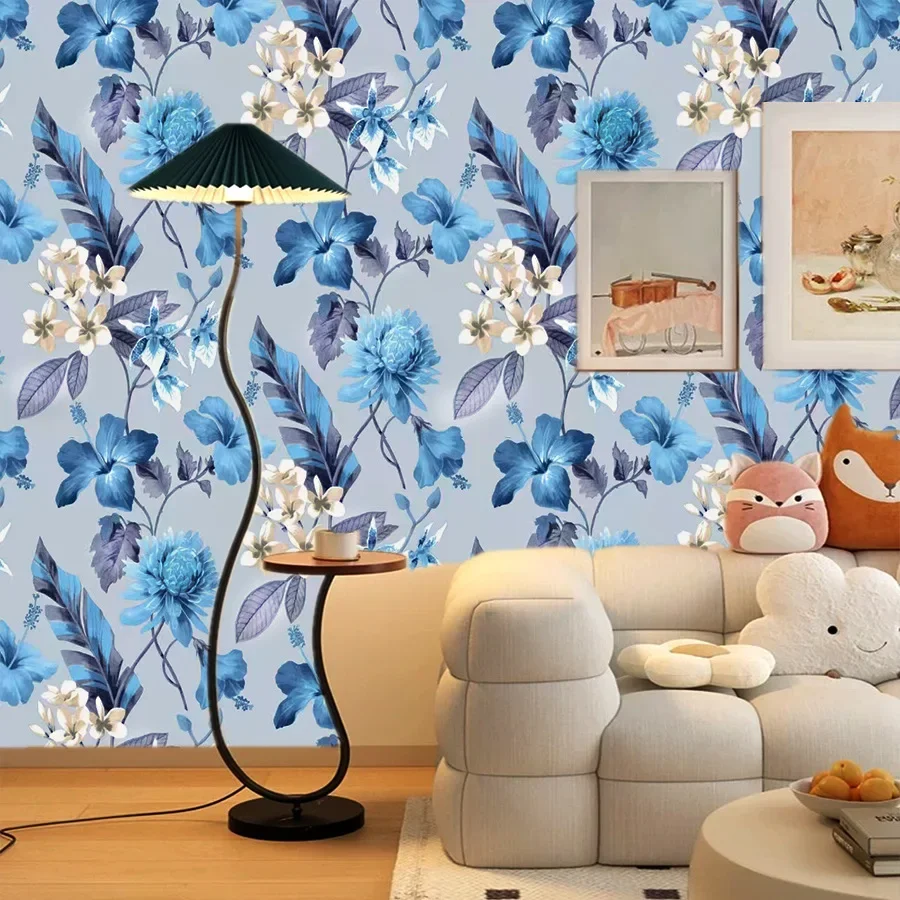 Imitation Green Plants Flowers Self-adhesive Wallpaper Bedroom Living Room Home Decoration TV Background Wall PVC Wallpaper
