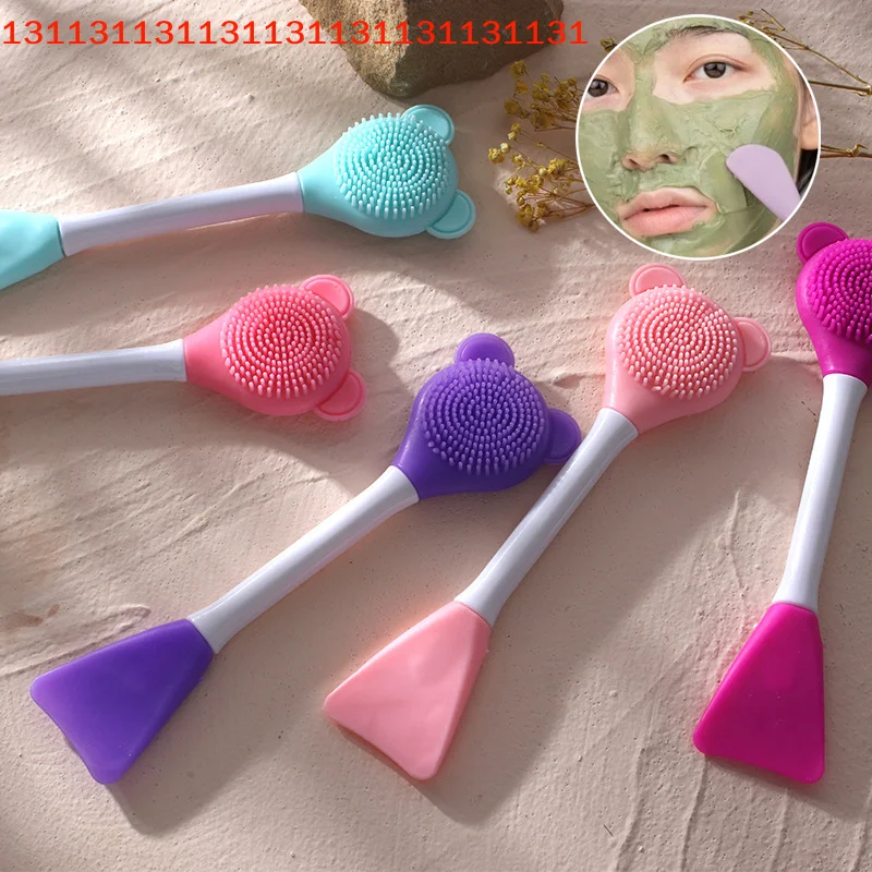 Exfoliante exfoliante para el cuidado de la piel Facial de poros, 2 en 1, limpieza Facial de silicona con espinillas y cepillo para mascarilla, espátula, herramientas de limpieza profunda