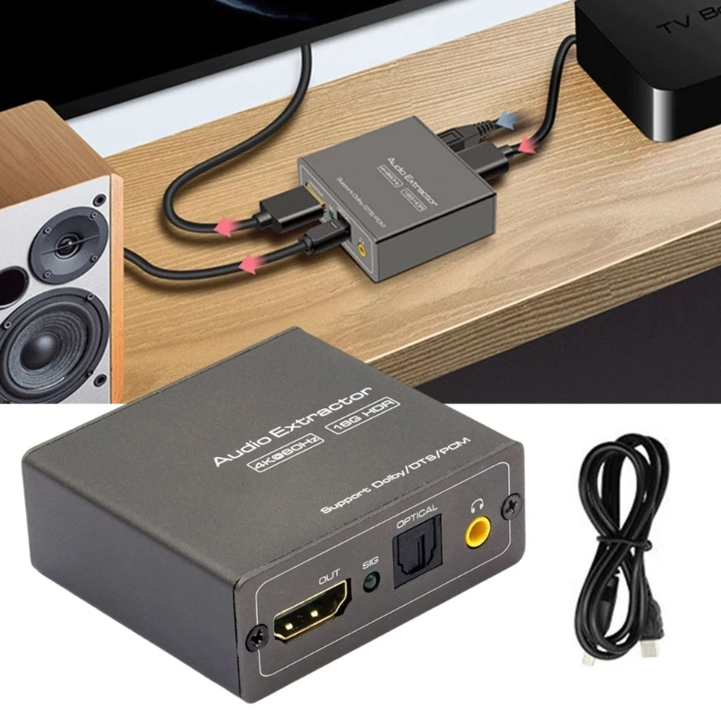 Divisor auditivo 4K60Hz compatível com HDTV com SPDIF e saída 3,5 mm