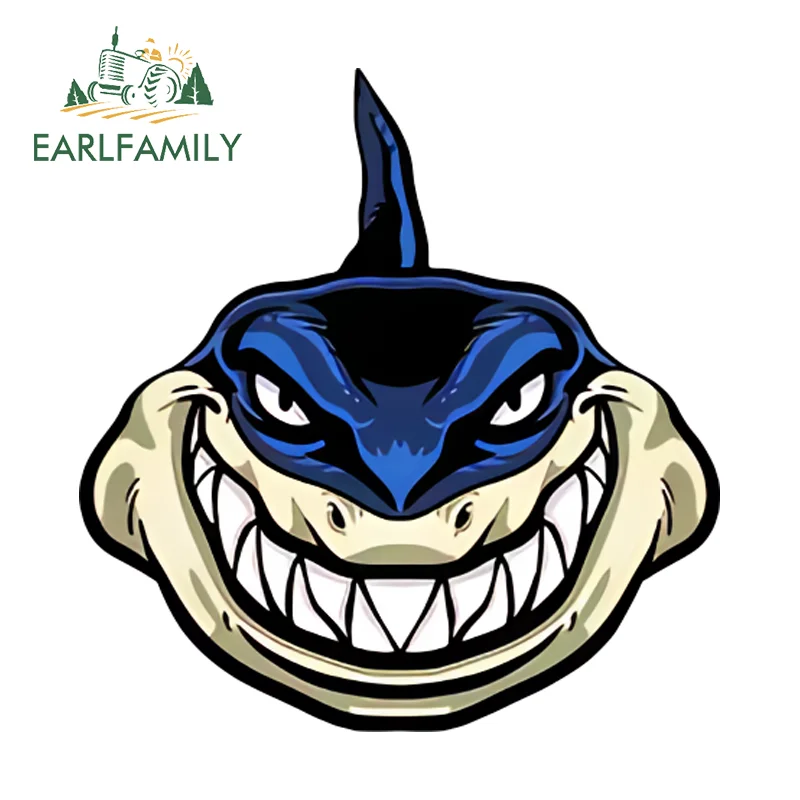EARLFAMILY Blue Shark Coole Motorradaufkleber, entzückende Cartoon-Aufkleber, zum Abdecken von Kratzern, einfach, praktisch, für alle Arten von Fahrzeugen