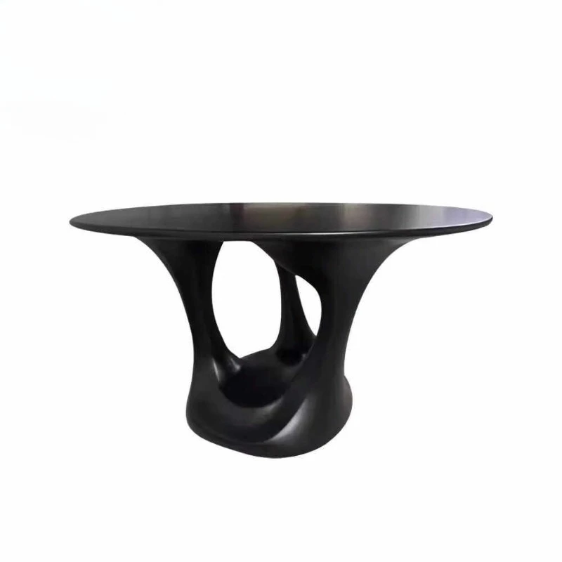 Minimalist tripod shape small coffee table, model room, oval special-shaped negotiation coffee table