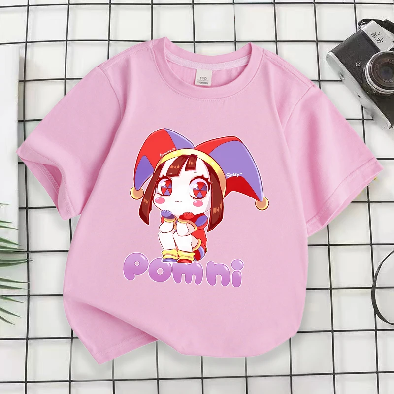 Camiseta rosa de manga corta para niña, ropa de circo Digital increíble, camisetas de dibujos animados para niños pequeños, camisetas de Anime de