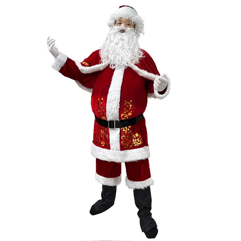 Christmas Santa Costume New Year Men Costumes Holiday Party Stage Performance Cosplay Adults Xmas Outfit