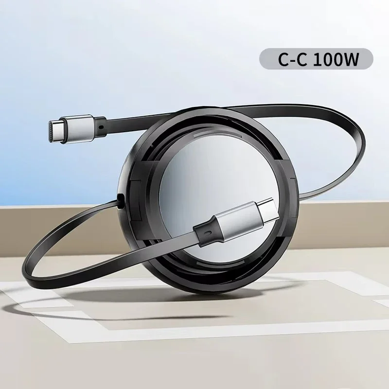 

Retractable 100W Fast Charging Type-C Cable For Iphone 15 Pro max PD 27W Charger Cord For Ipad For Android Phone Tablet