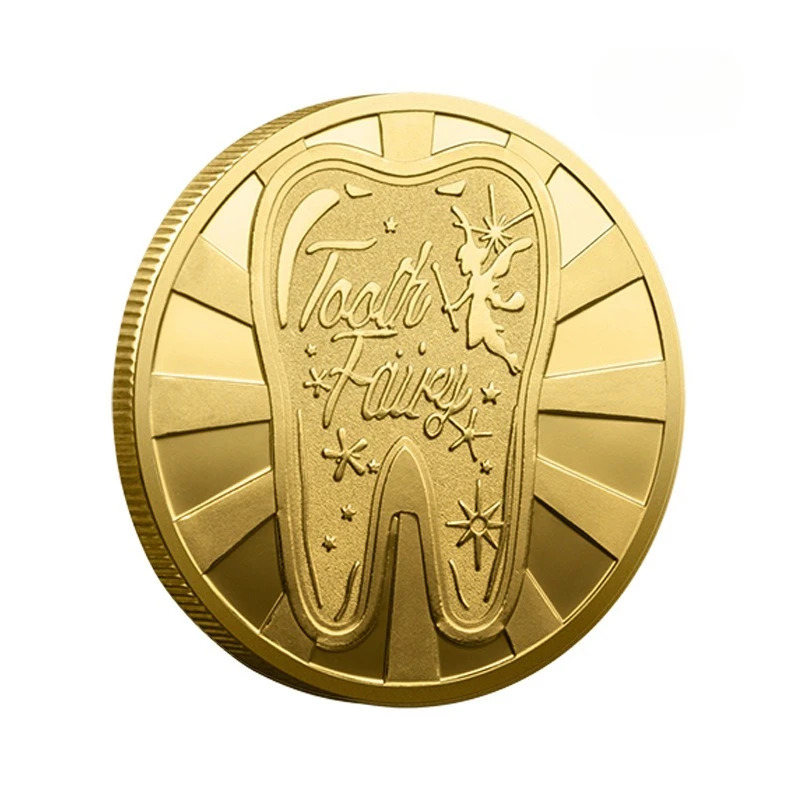 Tooth Fairy Commemorative Coins Gold Plated Small Gift Changing Teeth Collectible Coins Lucky Coin