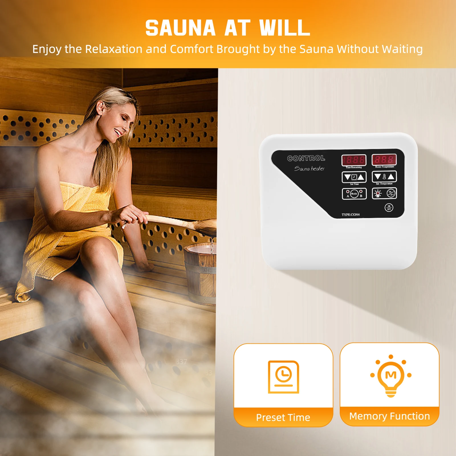 Sauna Digital Controller 3-9kw Saunaofen Digital Controller Externe Digital Controller Anzeige (380V-415V)