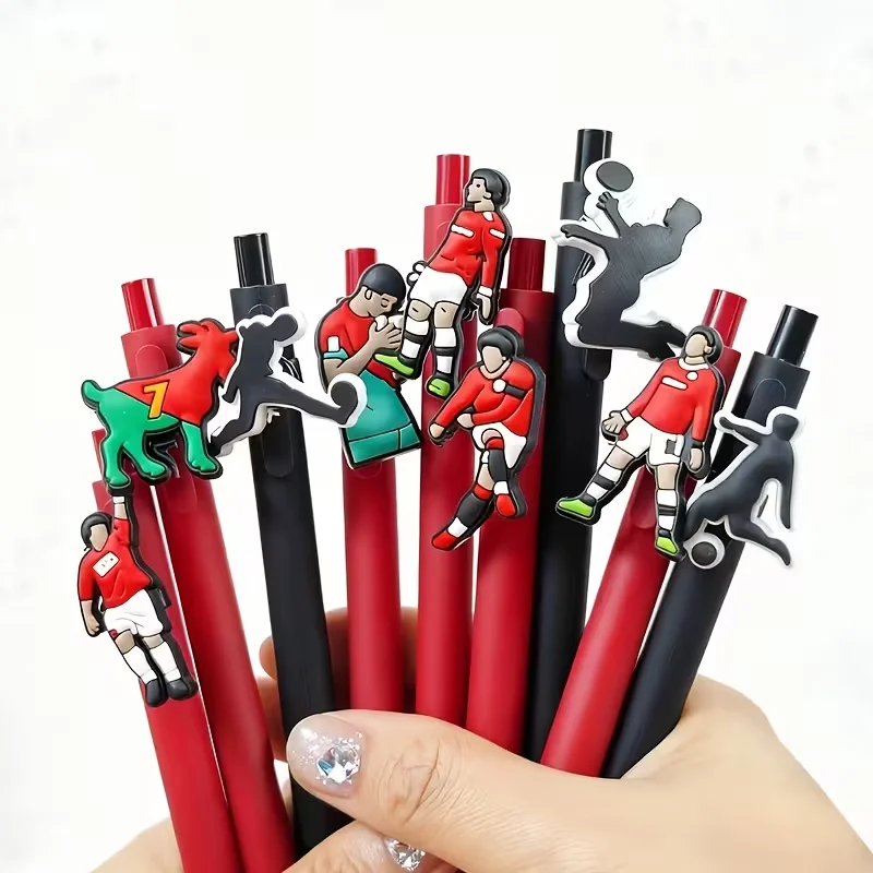 12pcs retractable ballpoint pen set with football design, including 4 pens and 8 refills, perfect for party gifts