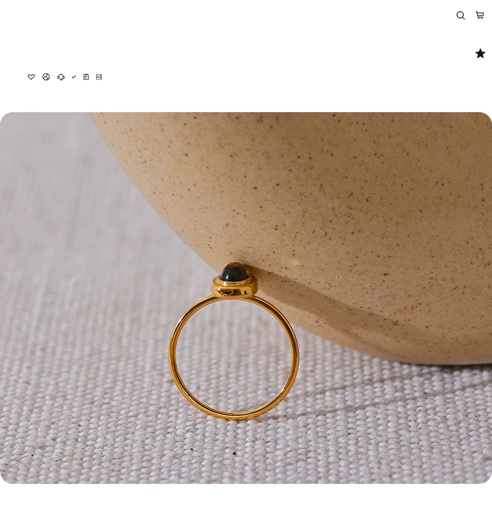 Yhpup Mode Naturstein Edelstahl Oval Dünn Chic Ring Frauen 18K PVD Überzogene Wasserdichte Schmuck Zubehör Geschenk – Detail 4