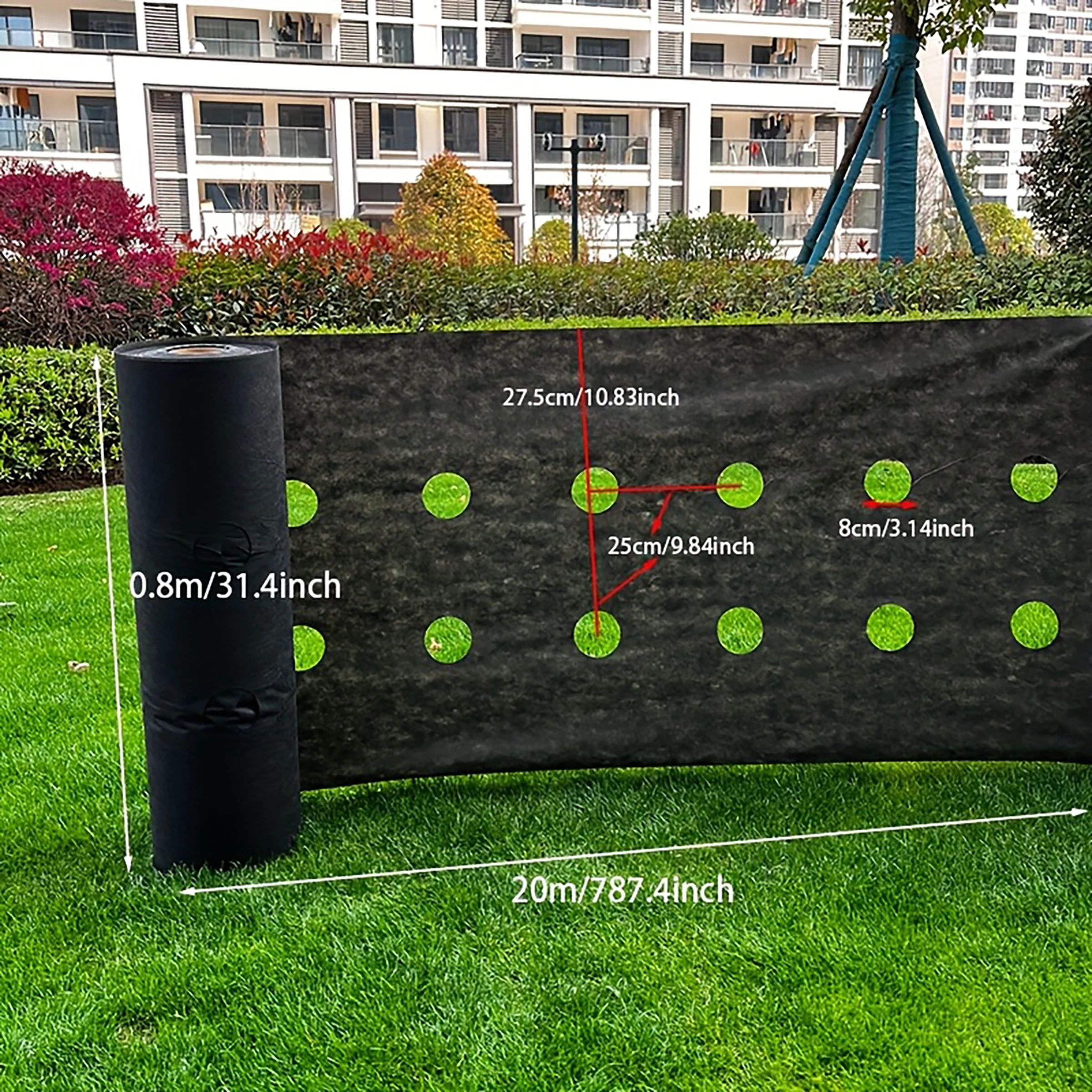 

Durable black perforated weed barrier fabric, permeable and breathable, can prevent weeds, easy to install and maintain