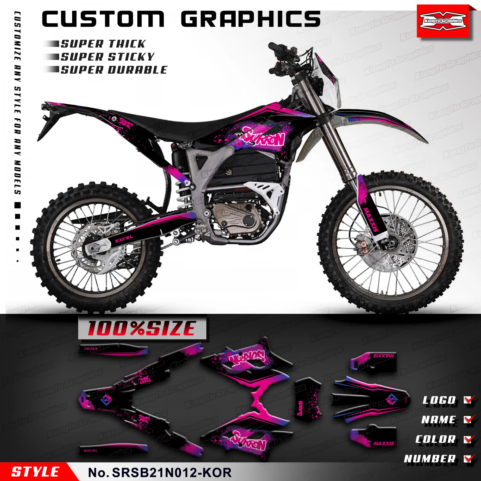 

KUNGFU GRAPHICS Adhesive Sticker Wrap Design for Storm Bee Dirt eBike, SRSB21N012-KOR