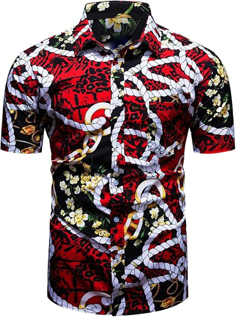 الرجال جديد الاستوائية قصيرة الأكمام بحر ثلاثية الأبعاد قميص مطبوع الشارع عادية المنزل حفلة تنفس التلبيب زر قميص هاواي صيفي الرجال #4