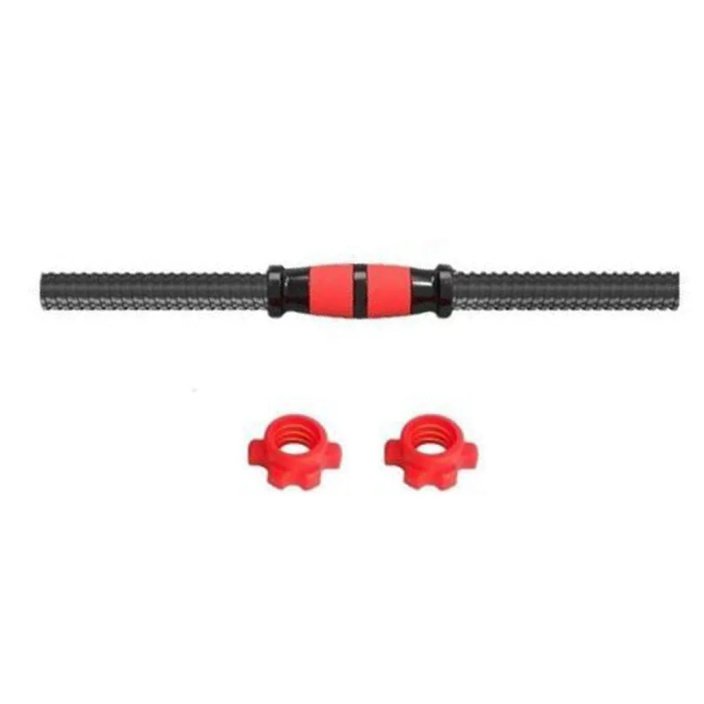 3PCS Steel Dumbbell Handle Set Threaded Ends Anti-Slip Grip Weight Bar Set Spinlock Collars PVC Grip Black and Red Dumbbell