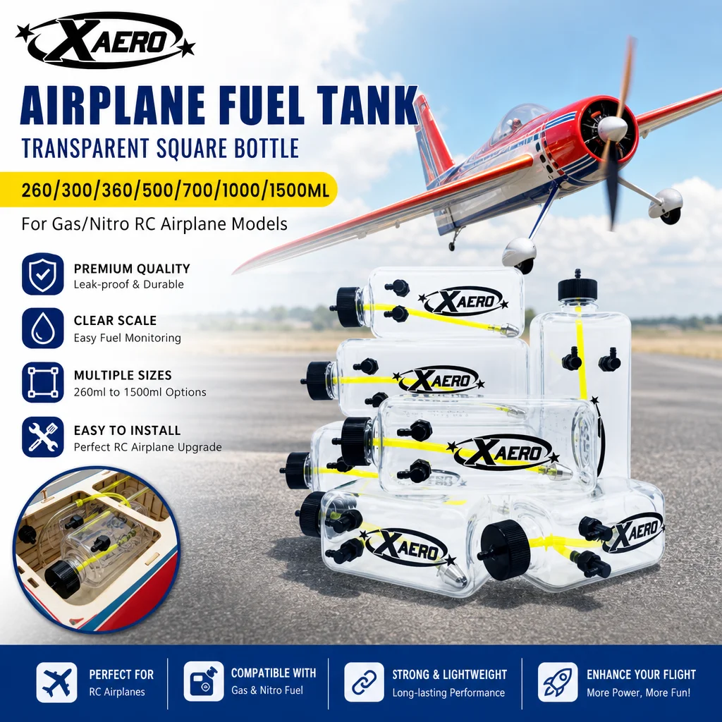 XAERO Fuel Tank Transparent Plastic Square Bottle 260/300/360/500/700/1000/1500 ML/CC for Gas Nitro Airplane Model