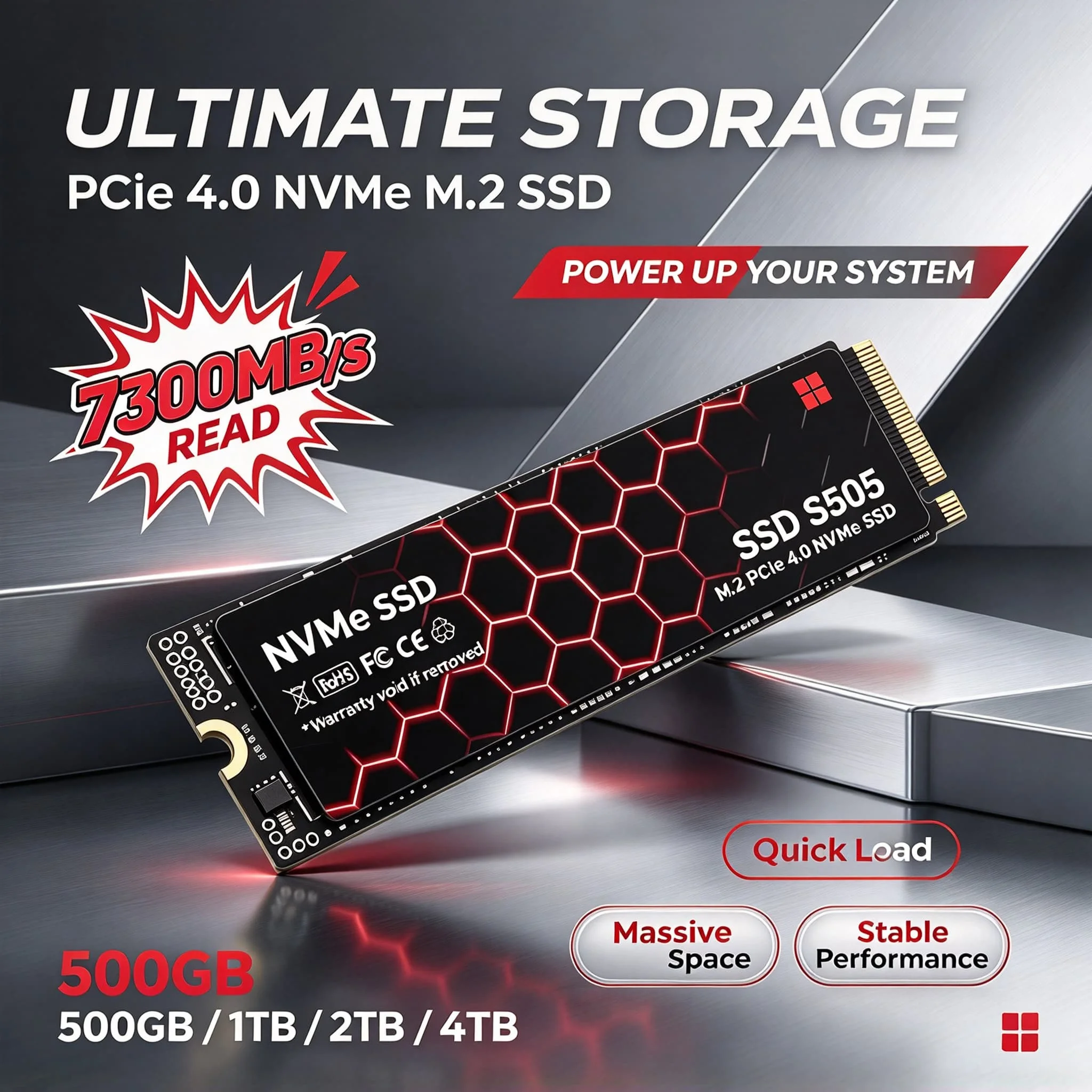 New S505 500GB 1TB 2TB 4TB M.2 NVMe PCIe 4.0 SSD Internal Solid State Disk for Laptop Desktop PC Max Pro Ultra Daily Data Backup