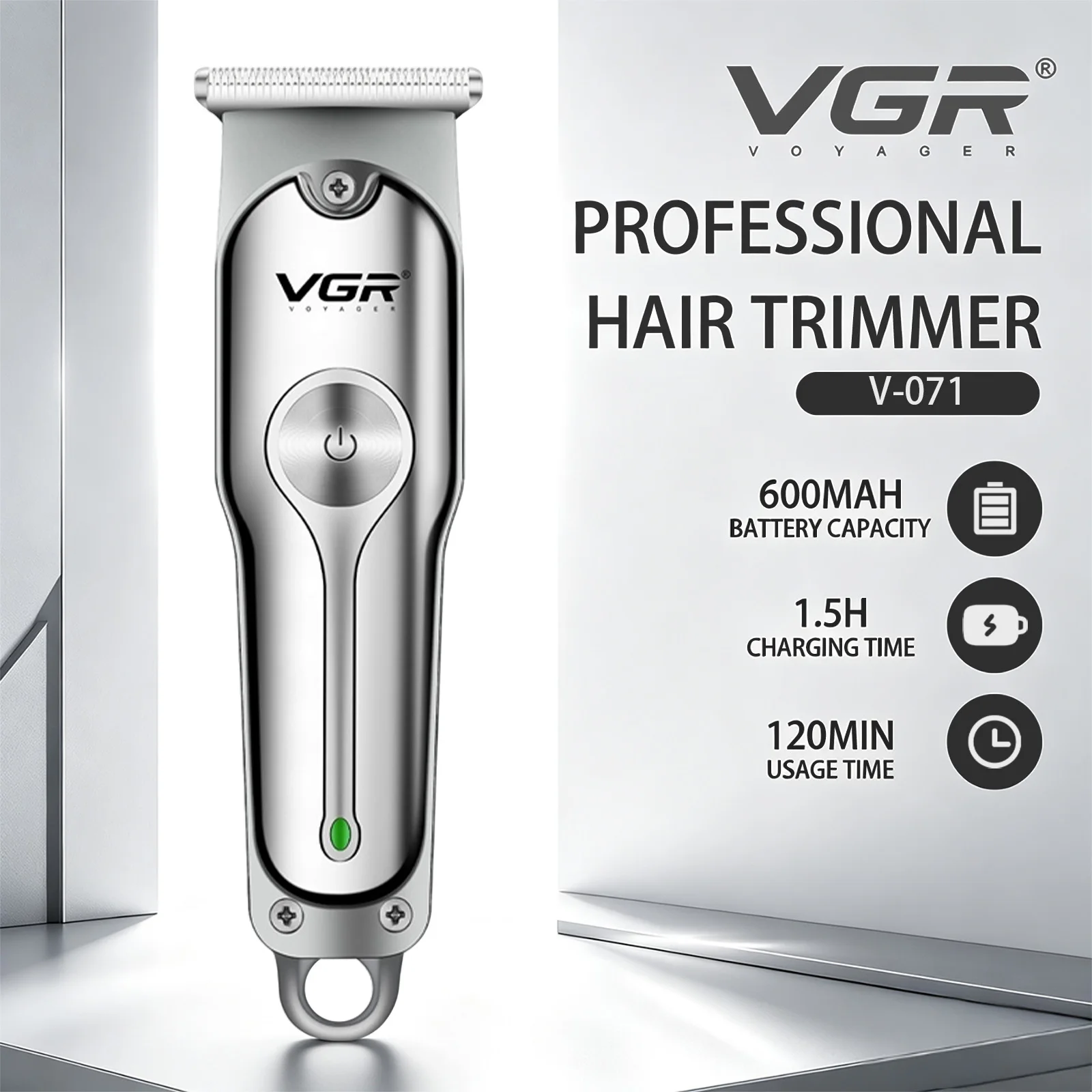 VGR Hair Trimmer Cordless Hair Clipper Electric Barber Portable Hair Cutting Machine Zero Blade Haircut Trimmer for Men V-071