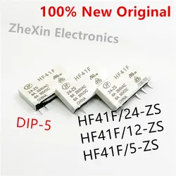 10PCS/Lot   HF41F/24-ZS 、HF41F/12-ZS 、HF41F/5-ZS   DIP-5   New Original Power Relay   HF41F-24-ZS 、HF41F-12-ZS 、HF41F-5-ZS