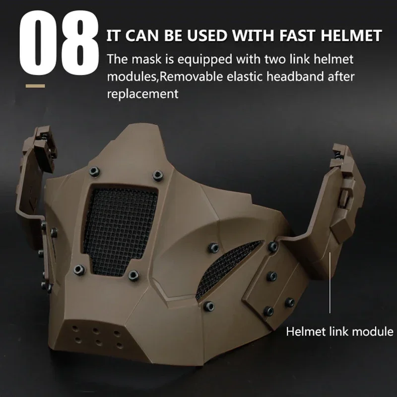 Máscara de caza de Paintball Airsoft, máscara de media cara de combate táctico, máscara protectora para juegos de guerra, uso con casco rápido o un