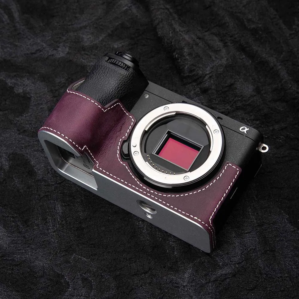 For Sony ILCE-6700 Case With Metal Base Handmade Genuine Leather Protective Case A6700 Half Case Vintage Leather Bag Camera Bag