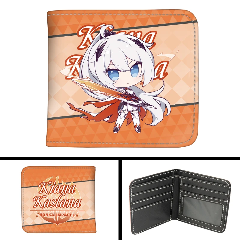 Game Honkai Impact 3 Elysia Seele Kiana Kaslana Fu Hua Cosplay Coin Purse PU Folding Wallet Card Holdr Billfold Student Gift