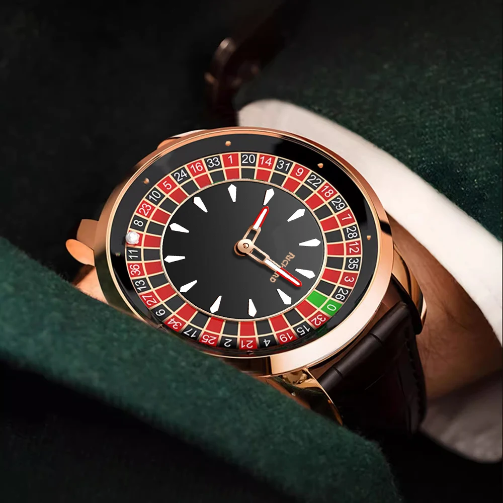 Richard V2 New Mechanical Watch Men Sapphire Glass NH35 Rotating Dial Las Vegas Roulette Desktop Theme Automatic Men Watches