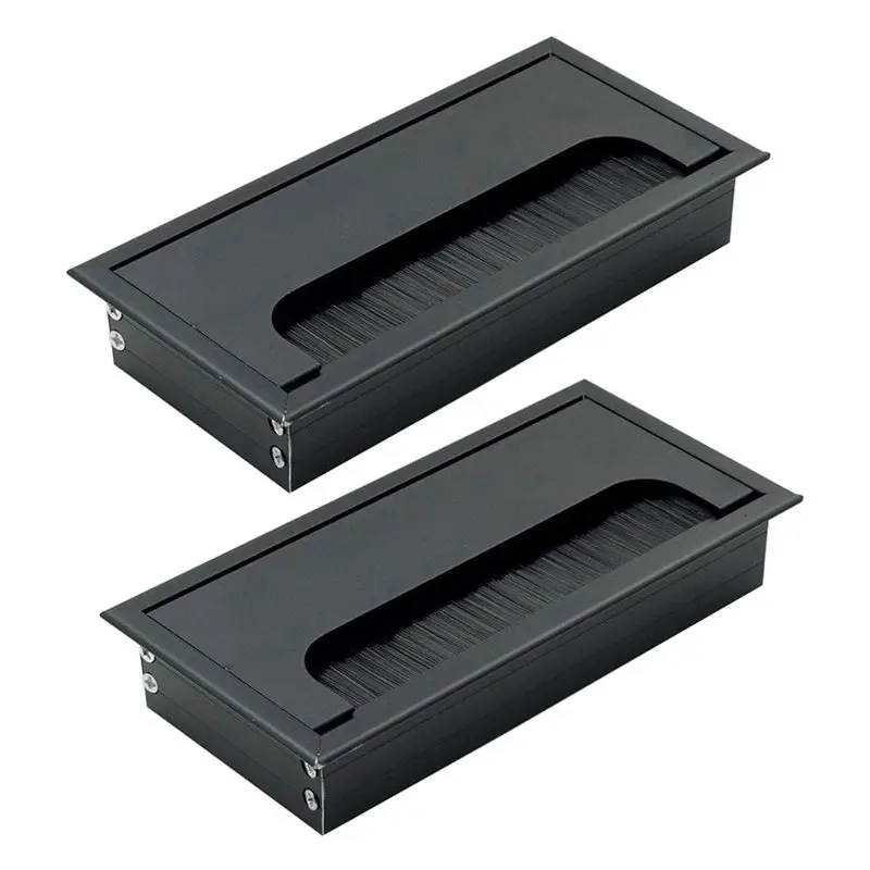 B84B-Rectangle Cable Grommet Metal Wire Hole Cover For Desk Management,160Mm X 80Mm - Pack Of 2