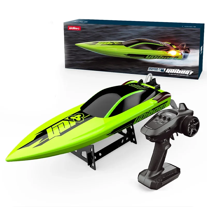 UDIR/C UDI018 RC Boat 40Km/H High Speed 2.4GHz Radio Control Boat Waterproof Brushless Pvc Boat RC Speedboat Toys Gift for Kids