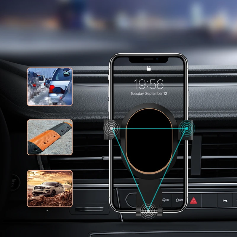 Gravity type car phone vent holder mobile phone holder GPS multifunctional car holder supports iPhone, Xiaomi, Samsung, Huawei